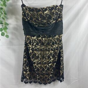 Jessica McClintock Gold and Black Sleeveless Dress 12